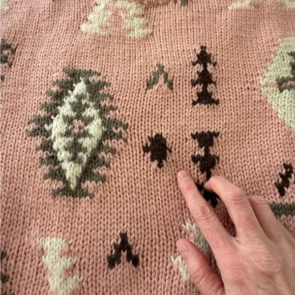 Outback Red - Rose Pink Southwestern Wool Sweater – Medium- Vintage - Picture 6 of 6